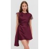 Asymmetrically chic Lace Sleek Romantic Ruched flattering Elegance Woman's Mini Dress