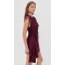 Asymmetrically chic Lace Sleek Romantic Ruched flattering Elegance Woman's Mini Dress