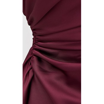 Asymmetrically chic Lace Sleek Romantic Ruched flattering Elegance Woman's Mini Dress