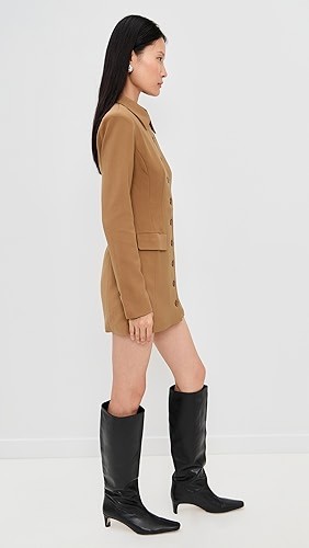 Camel hued Classic Versatile chic Blazer style 2025 New fashion Woman's Mini Dress