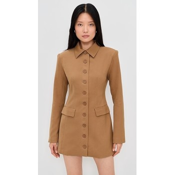 Camel hued Classic Versatile chic Blazer style 2025 New fashion Woman's Mini Dress
