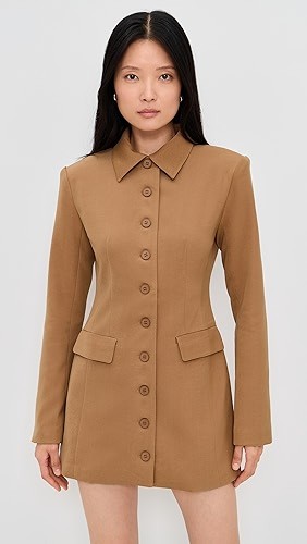 Camel hued Classic Versatile chic Blazer style 2025 New fashion Woman's Mini Dress