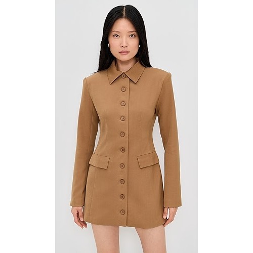 Camel hued Classic Versatile chic Blazer style 2025 New fashion Woman's Mini Dress