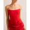 Vivid Sophisticated Fluid Draped Structured Sleek Timeless Woman's Off shoulder Dress