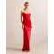 Vivid Sophisticated Fluid Draped Structured Sleek Timeless Woman's Off shoulder Dress