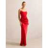 Vivid Sophisticated Fluid Draped Structured Sleek Timeless Woman's Off shoulder Dress