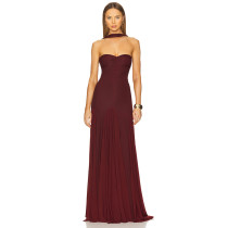 Open back Halter neckline Sexy Exquisite Delicate Sleeveless Woman's Party Dress