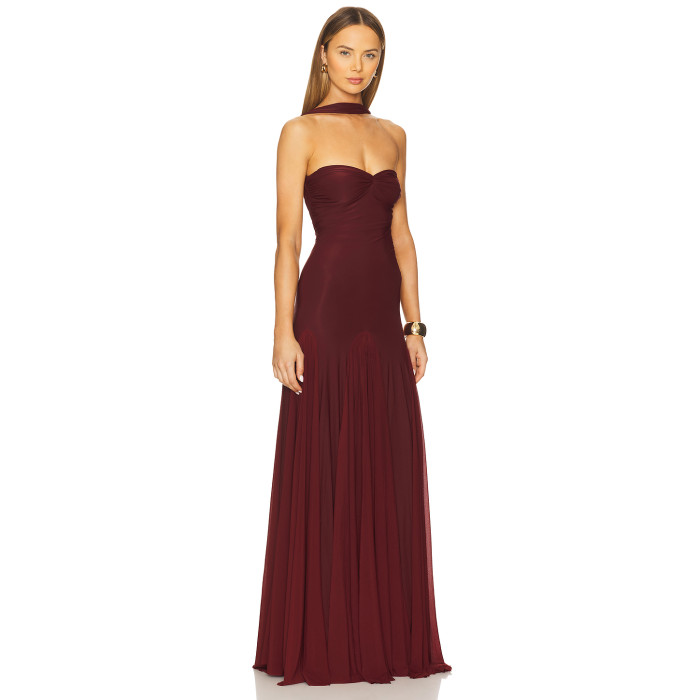 Open back Halter neckline Sexy Exquisite Delicate Sleeveless Woman's Party Dress