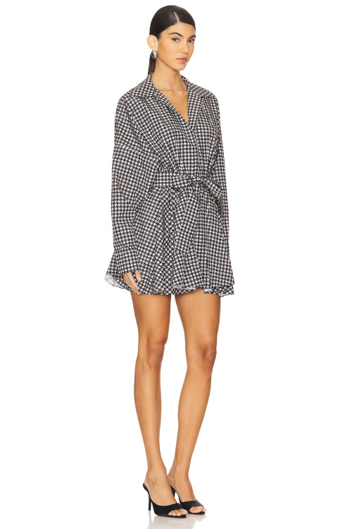 V neckline Casual Relaxed Lightweight Flowy High waist Check pattern Woman's Shirt Dress