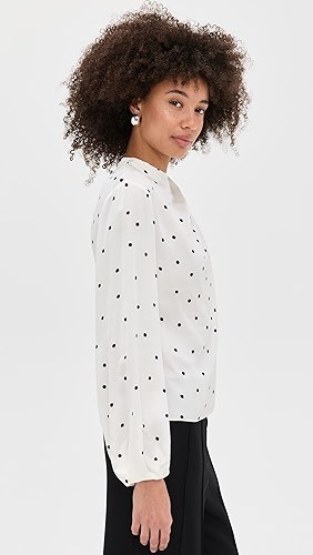 Timeless Lightweight Elegant Relaxed Airy Polka Dot Fashionable Woman's Tops Blouses