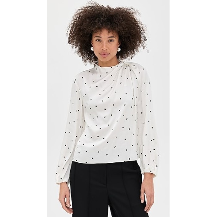 Timeless Lightweight Elegant Relaxed Airy Polka Dot Fashionable Woman's Tops Blouses
