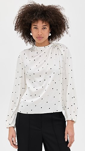Timeless Lightweight Elegant Relaxed Airy Polka Dot Fashionable Woman's Tops Blouses