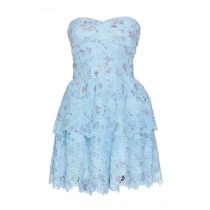 Strapless Delicate Ruffled Feminine Floral Enchanting Playful Woman's Off-shoulder Dress