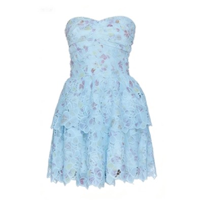 Strapless Delicate Ruffled Feminine Floral Enchanting Playful Woman's Off-shoulder Dress