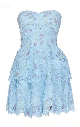 Strapless Delicate Ruffled Feminine Floral Enchanting Playful Woman's Off-shoulder Dress