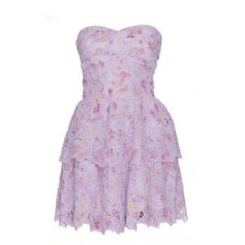 Strapless Delicate Ruffled Feminine Floral Enchanting Playful Woman's Off-shoulder Dress