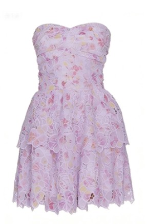 Strapless Delicate Ruffled Feminine Floral Enchanting Playful Woman's Off-shoulder Dress