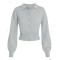 Cropped Cardigan Puffy Sleeves Retro Polo collar Versatile Classical Woman's Sweaters