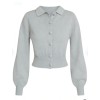 Cropped Cardigan Puffy Sleeves Retro Polo collar Versatile Classical Woman's Sweaters