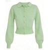 Cropped Cardigan Puffy Sleeves Retro Polo collar Versatile Classical Woman's Sweaters
