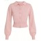 Cropped Cardigan Puffy Sleeves Retro Polo collar Versatile Classical Woman's Sweaters