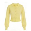 Cropped Cardigan Puffy Sleeves Retro Polo collar Versatile Classical Woman's Sweaters