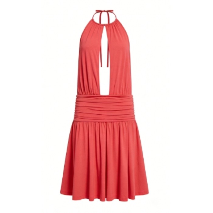 Halter neckline Open back Casual Elegance Hot sale Fashionable Woman's Midi Dress