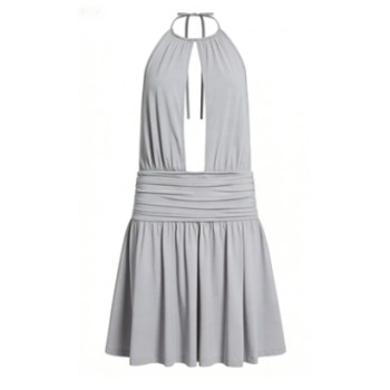 Halter neckline Open back Casual Elegance Hot sale Fashionable Woman's Midi Dress