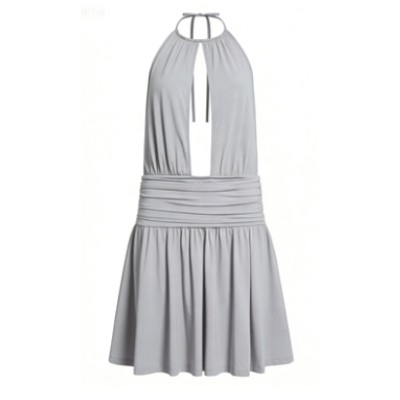 Halter neckline Open back Casual Elegance Hot sale Fashionable Woman's Midi Dress