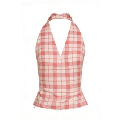 Casual Halter V neckline Relaxed Open back Vacation style Customized Woman's Blouses