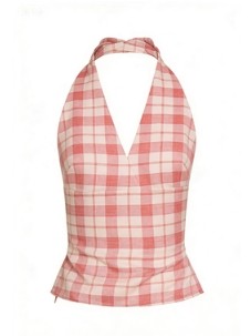 Casual Halter V neckline Relaxed Open back Vacation style Customized Woman's Blouses