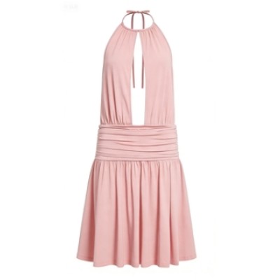 Halter neckline Open back Casual Elegance Hot sale Fashionable Woman's Midi Dress