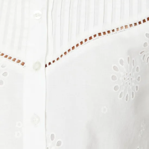 Elegant High Neckline Cut Out Long Sleeve Embroidered Solid Color Casual Tops