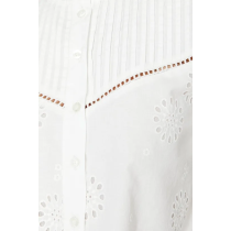 Elegant High Neckline Cut Out Long Sleeve Embroidered Solid Color Casual Tops