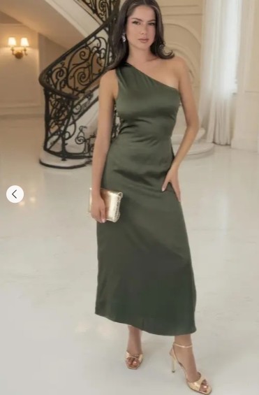Luxurious Elegant Eye catching One shoulder Sleek Fashionable Woman's Midi Dress