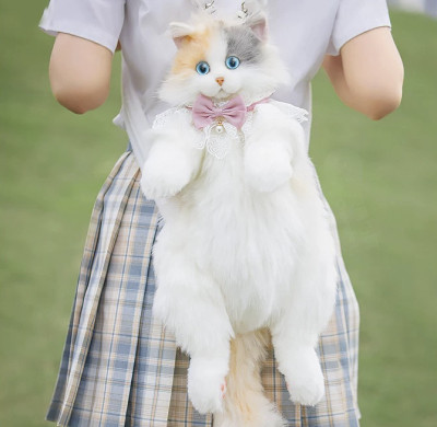 Bag of Simulation Plush Cat | Realistic Cat Shape Backpack | Lifelike Cat Plush Bag