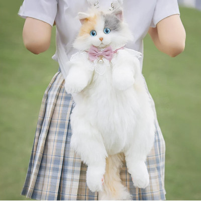 Bag of Simulation Plush Cat | Realistic Cat Shape Backpack | Lifelike Cat Plush Bag