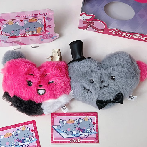 Wolffy & Red Wolf Valentine Magnetic Plush Keychain | Couple Heart Matching Plush Charm | Gift Collectible Toy