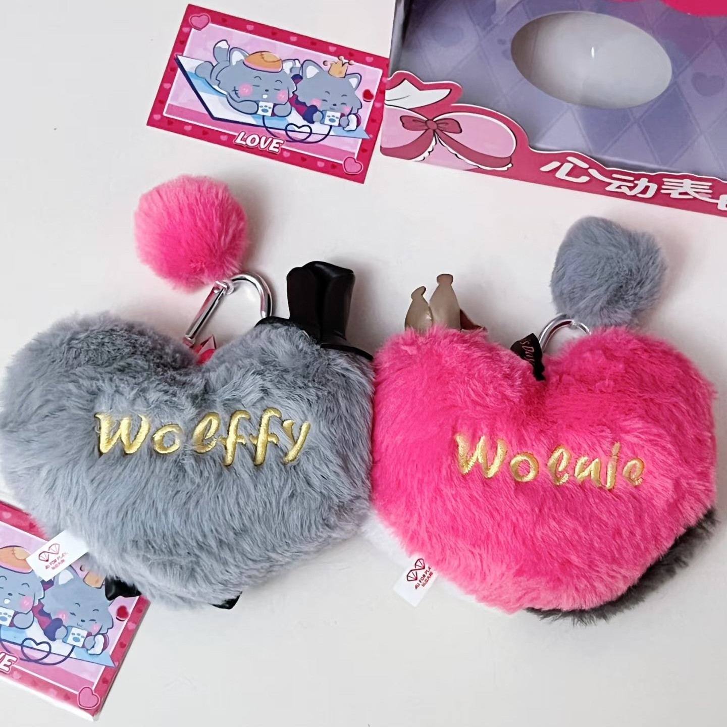 plush charm couple keychain OEM