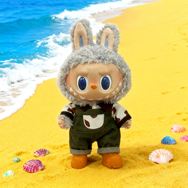 custom plush toy clothes  |  Custom cowhide denim overalls