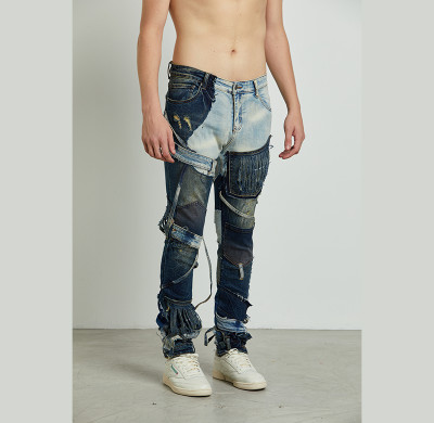 DiZNEW Custom Patchwork Jeans For Streetwear | Men's Jeans Wholesale Manufacturering