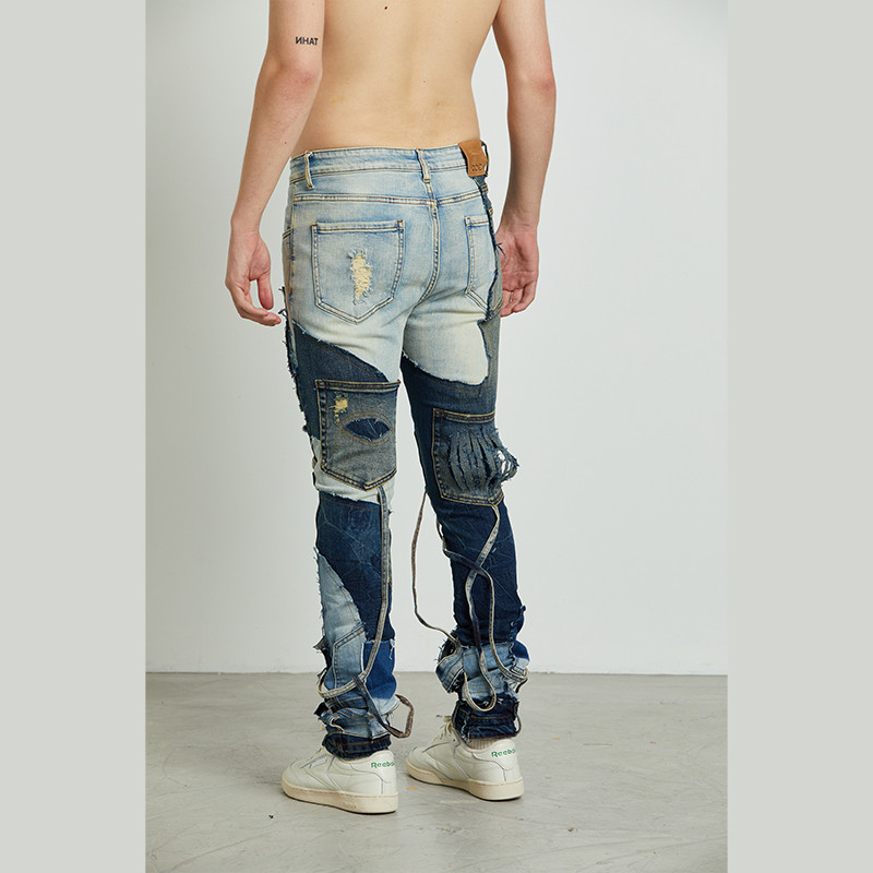 Individuell gestaltete Patchwork-Jeans