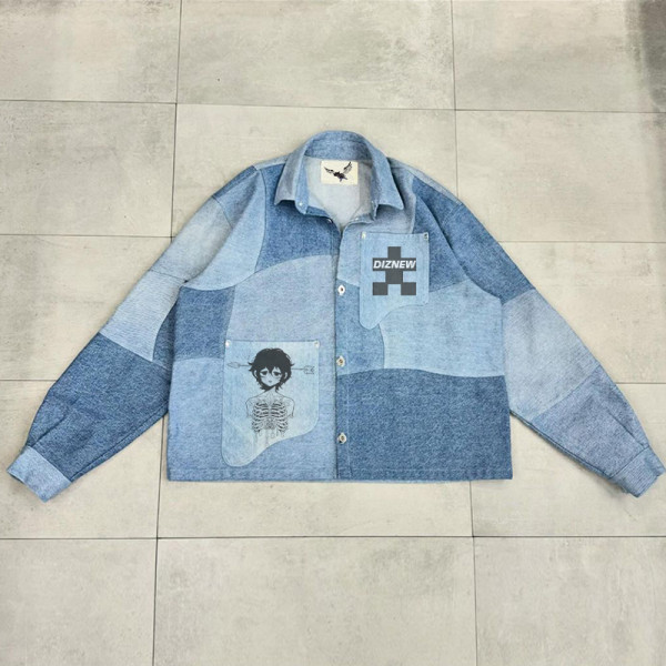 DiZNEW Custom Patchwork Printing Denim Shirt | Men Denim Jeans Manufacturer Factory