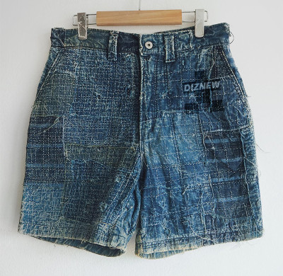 DiZNEW Short personnalisé pour homme, streetwear, coutures brodées, baggy, pantalon de travail, demi-pantalon, short en jean ample