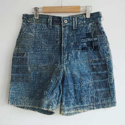 DiZNEW Custom Herren Streetwear Shorts Bestickte Nähte Baggy Herren Jorts Work Halbe Hose Lose Denim Jean Shorts