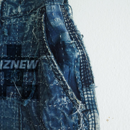 DiZNEW Short personnalisé pour homme, streetwear, coutures brodées, baggy, pantalon de travail, demi-pantalon, short en jean ample