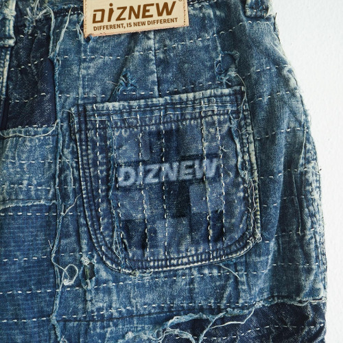 DiZNEW Short personnalisé pour homme, streetwear, coutures brodées, baggy, pantalon de travail, demi-pantalon, short en jean ample