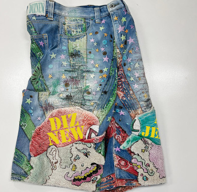 DiZNEW Custom Chenille Embroidery Zipper Fly Loose Fit Heavyweight Denim Jeans Shorts Factory