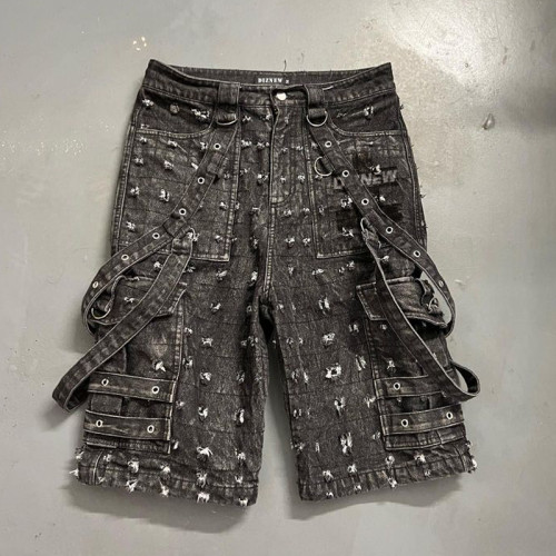 Custom Cargo Jean Shorts Men  Designer Baggy Distressed Washed Summer