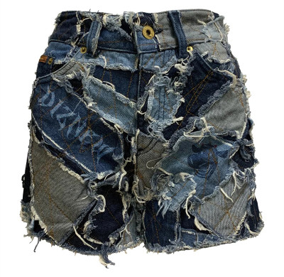 Fabricant DiZNEW de jeans en denim vieilli personnalisé | usine de shorts en jean patchwork baggy